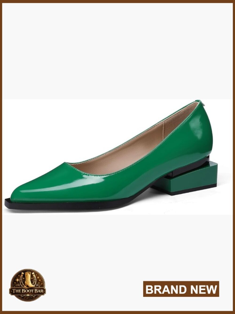 Chunky Heel Pumps with Arch Support, Pointed Toe Dressy Flats
